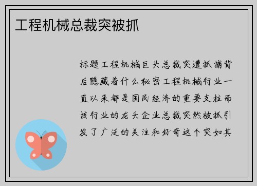 工程机械总裁突被抓